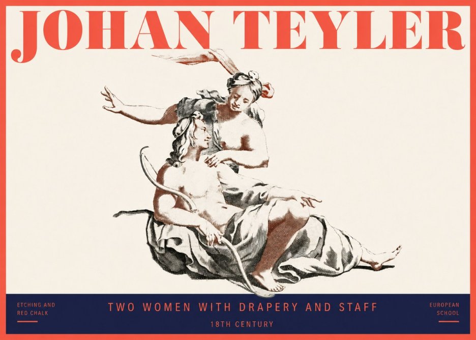 Johan Teyler Two Women with Drapery and Staff No2 - Póster