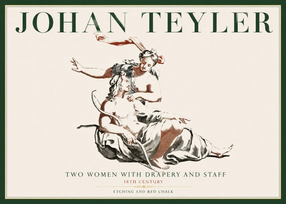 Johan Teyler Two Women with Drapery and Staff No4 - Póster