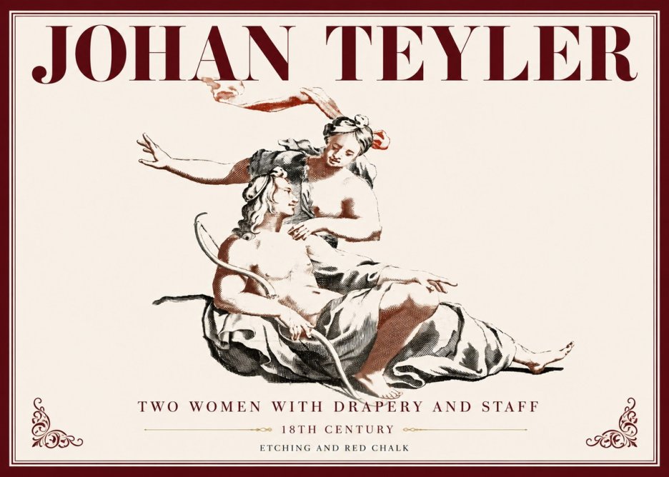 Johan Teyler Two Women with Drapery and Staff No6 - Póster