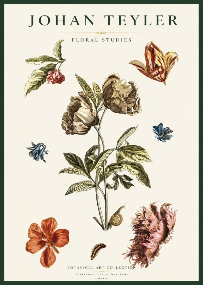 Johan Teyler Floral Studies No2 - Póster