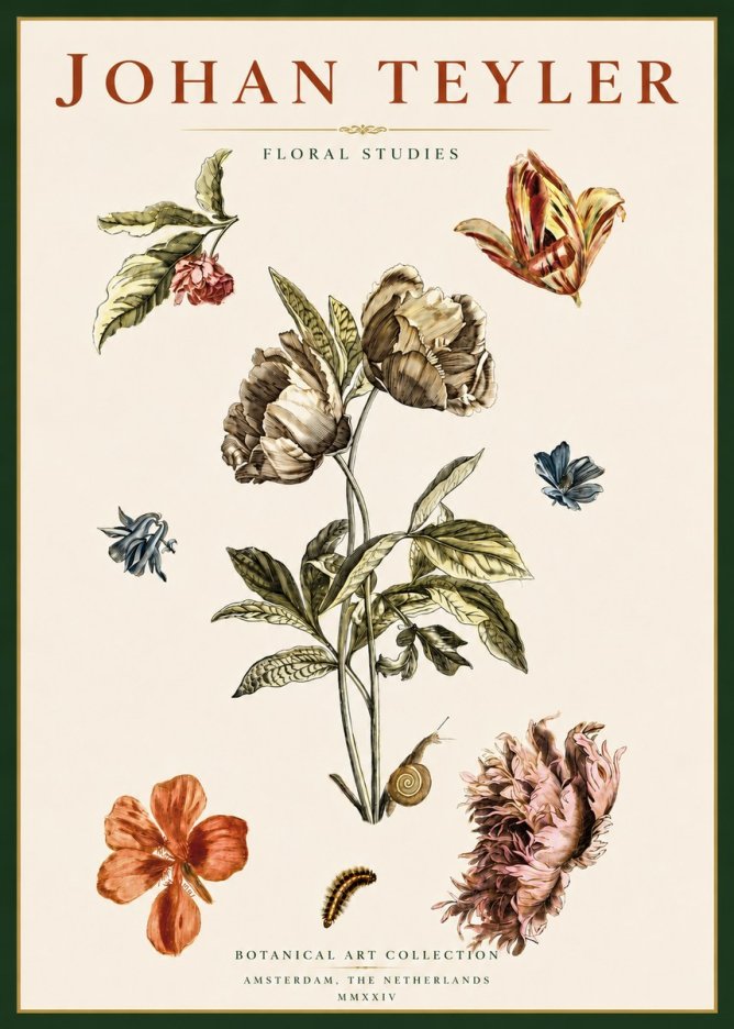 Johan Teyler Floral Studies No4 - Póster