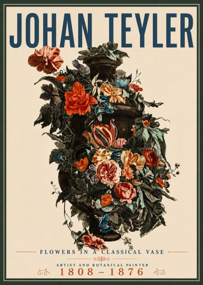 Johan Teyler Flowers in a Classical Vase No5 - Póster