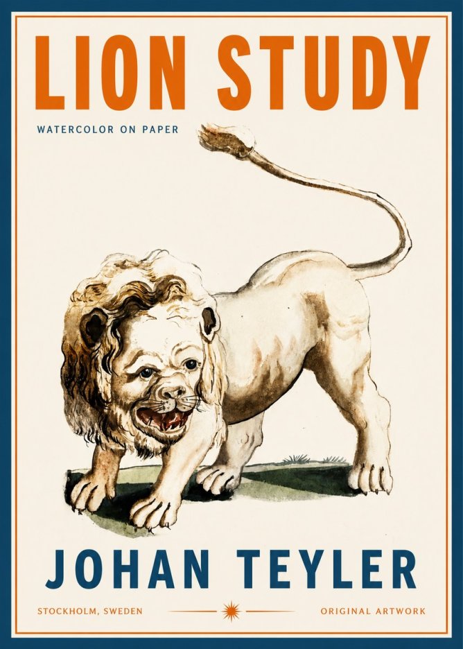 Johan Teyler Lion Study No2 - Póster