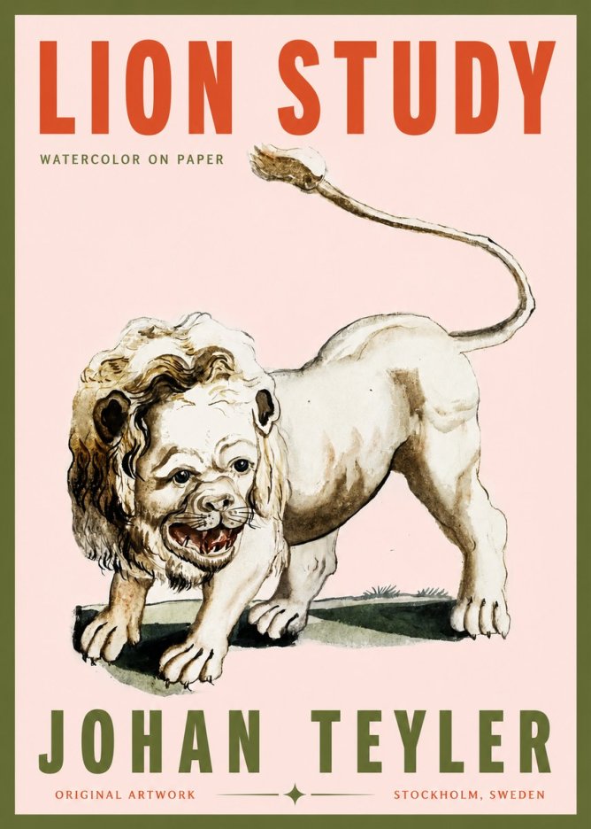 Johan Teyler Lion Study No3 - Póster