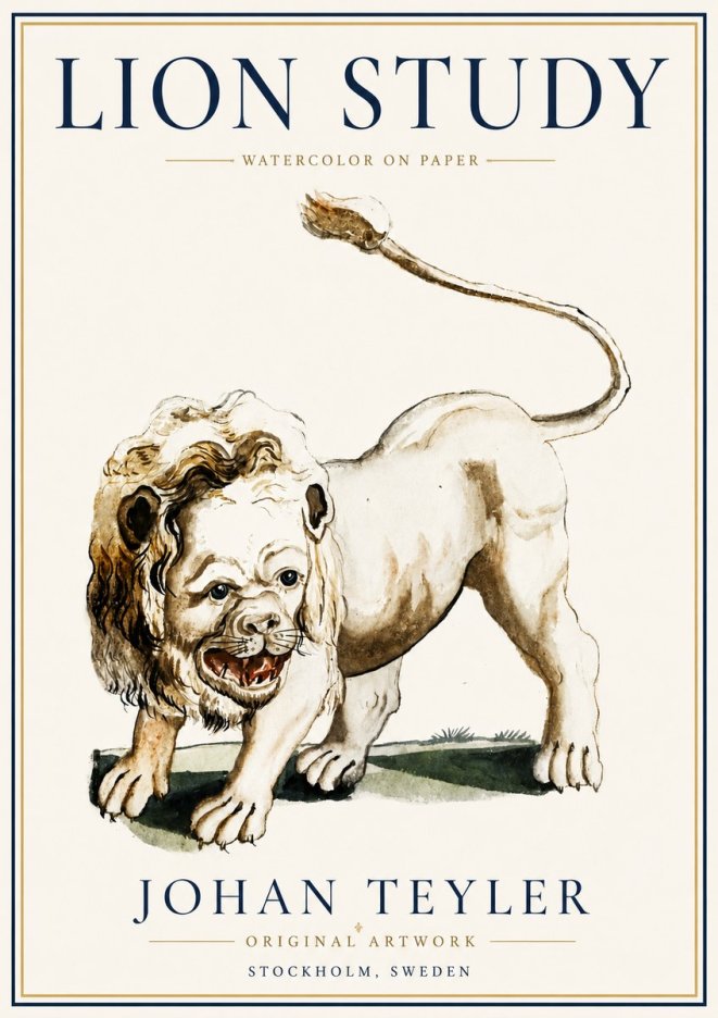 Johan Teyler Lion Study No6 - Póster
