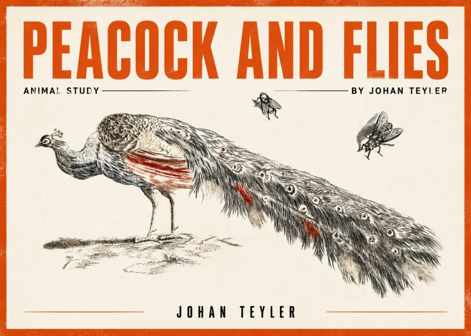 Johan Teyler Peacock and Flies - Animal Study No3 - Póster