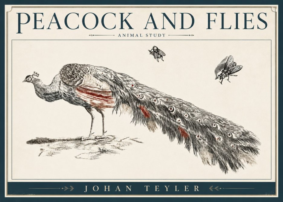 Johan Teyler Peacock and Flies - Animal Study No4 - Póster