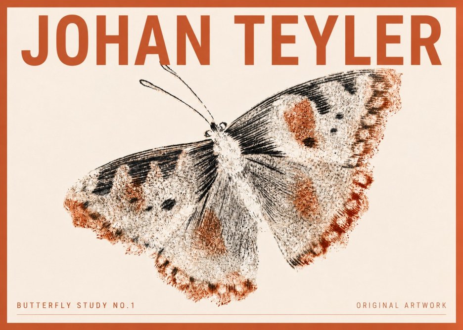 Johan Teyler Butterfly Study No.1 No4 - Póster