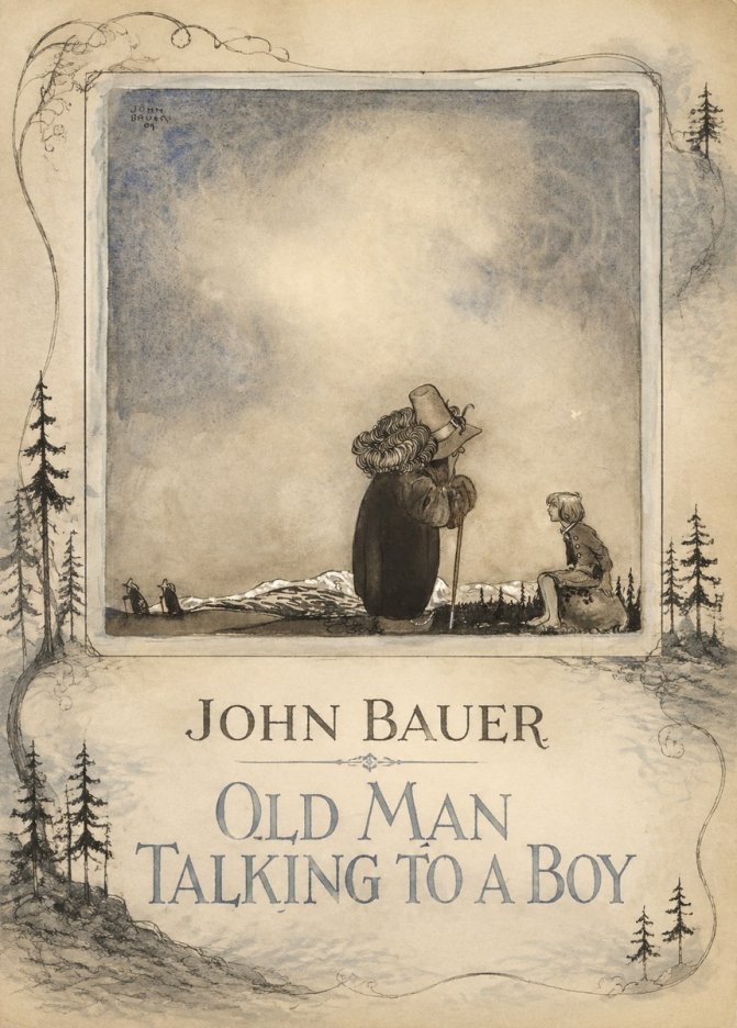 John Bauer Old Man Talking to a Boy No2 - Póster