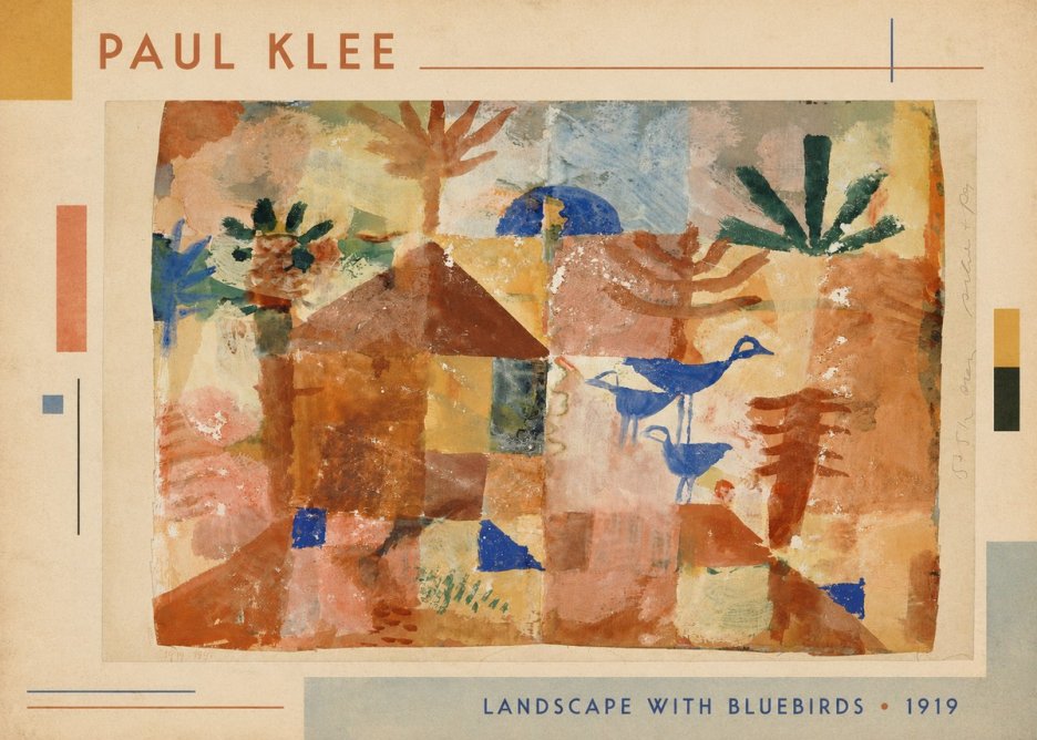 Paul Klee Landscape with Bluebirds No1 - Póster