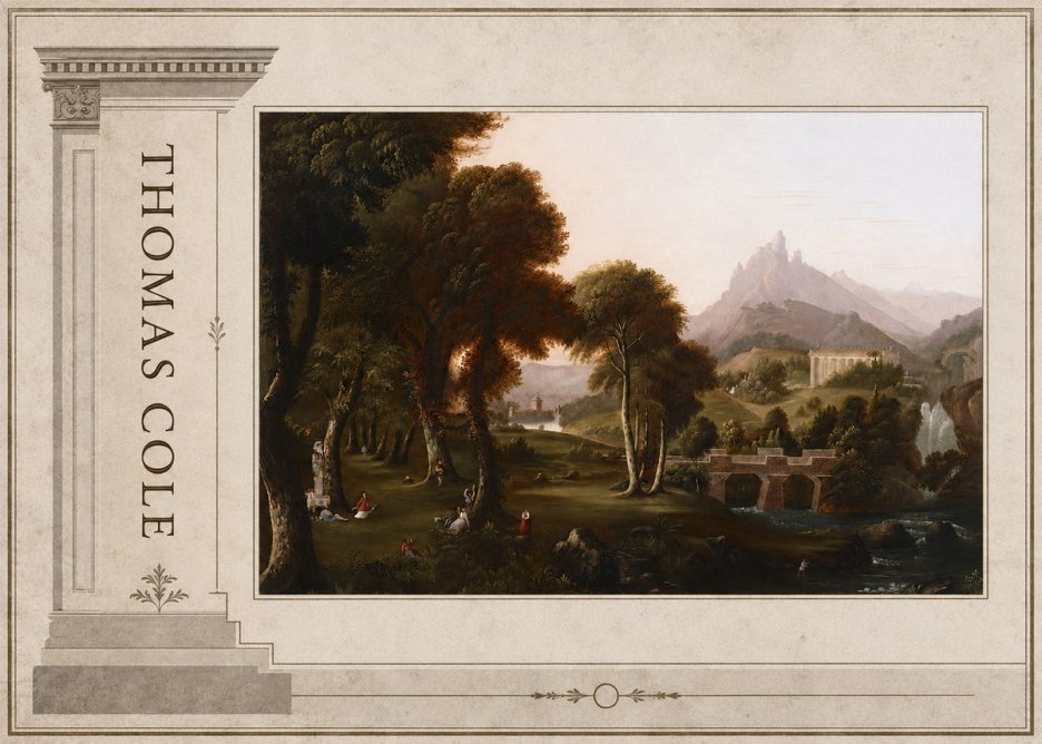 Thomas Cole The Old Mill, Sunset No2 - Póster