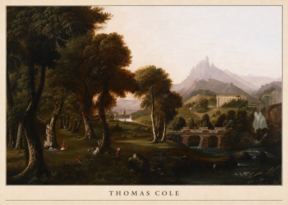 Thomas Cole The Old Mill, Sunset No5 - Póster