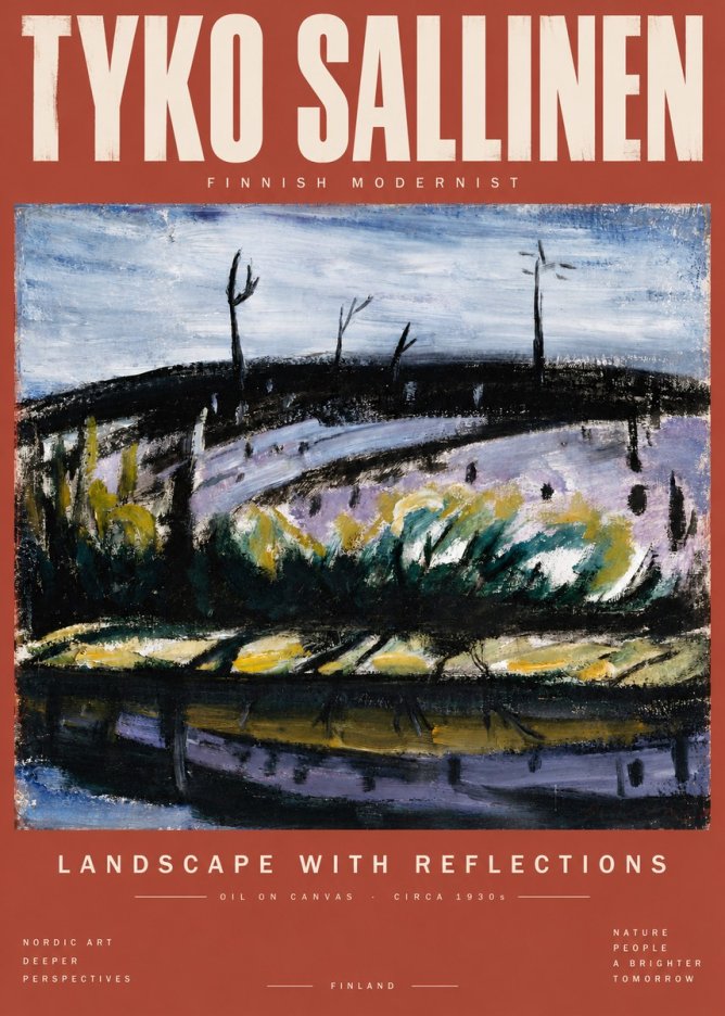 Tyko Sallinen Landscape with Reflections No5 - Póster