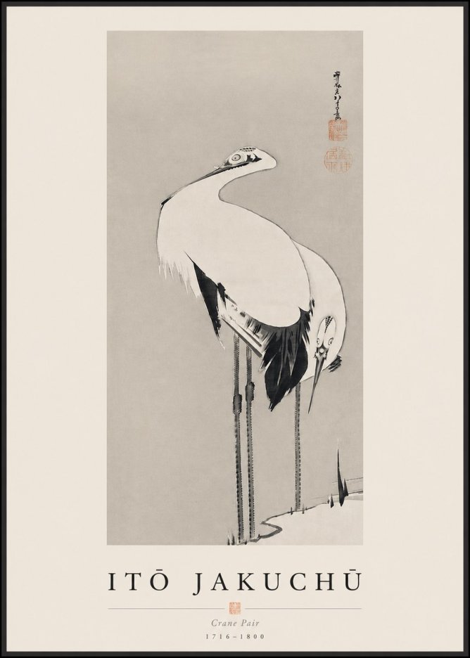 Itō Jakuchū Crane Pair No3 - Póster