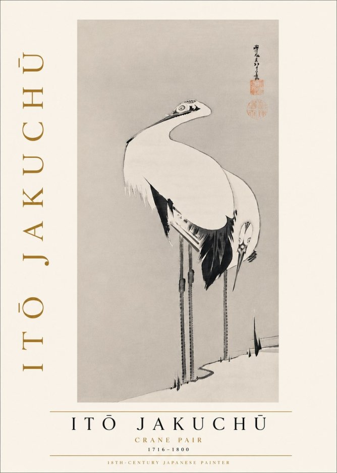 Itō Jakuchū Crane Pair No5 - Póster