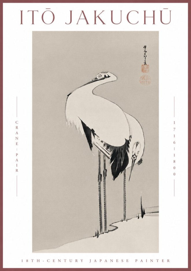 Itō Jakuchū Crane Pair No7 - Póster