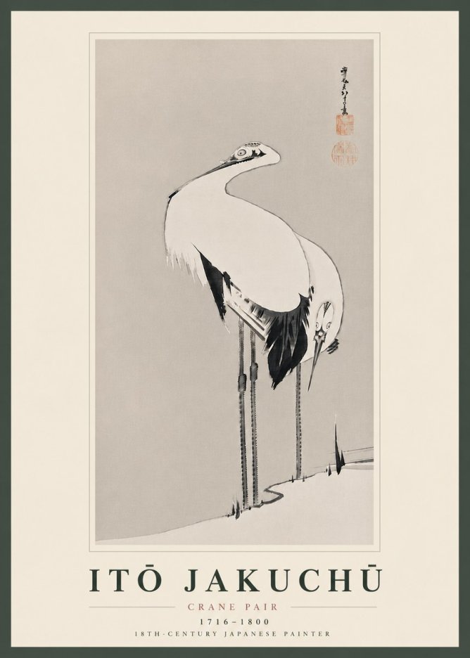 Itō Jakuchū Crane Pair No8 - Póster