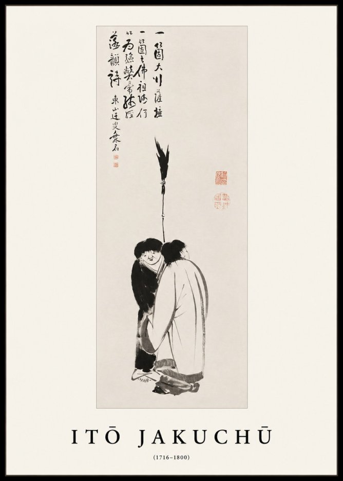 Itō Jakuchū Two Figures Holding a Staff No1 - Póster