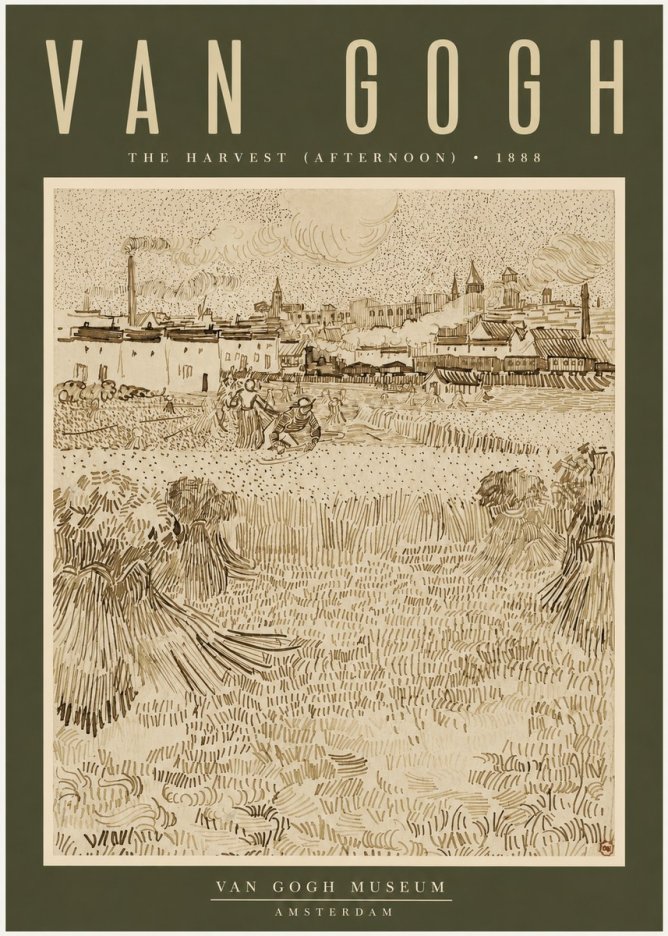 Van Gogh The Harvest (Afternoon) No2 - Póster