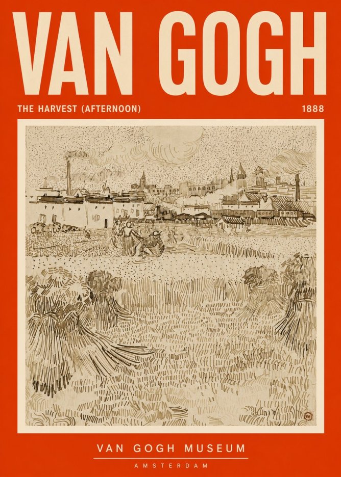 Van Gogh The Harvest (Afternoon) No5 - Póster