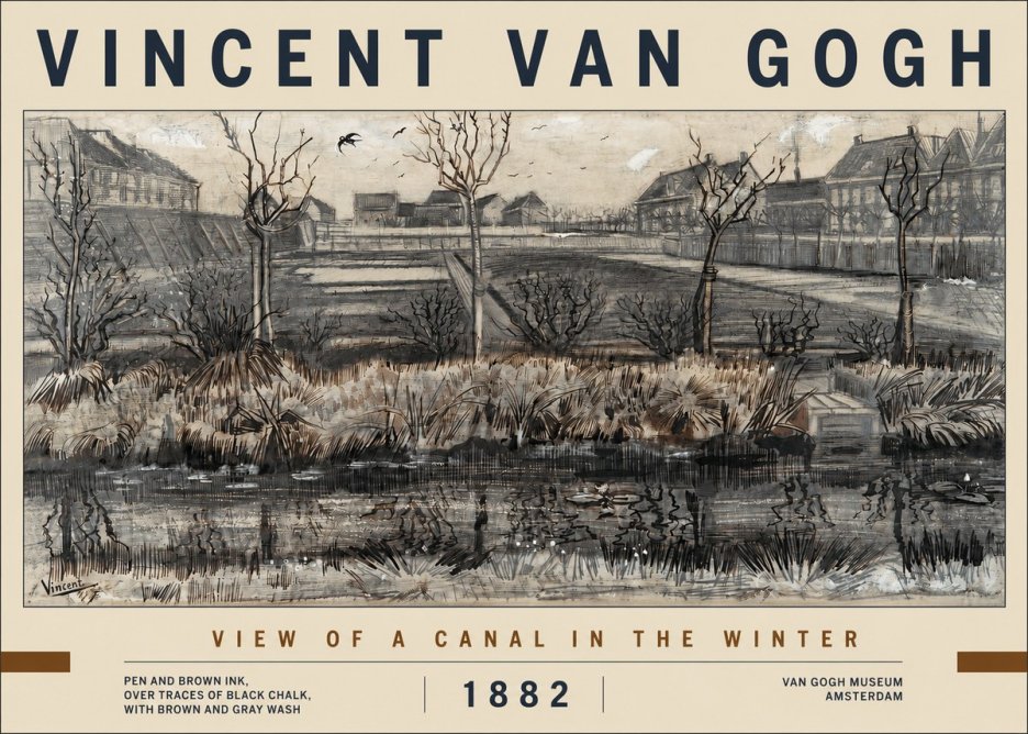 Van Gogh View of a Canal in the Winter No2 - Póster