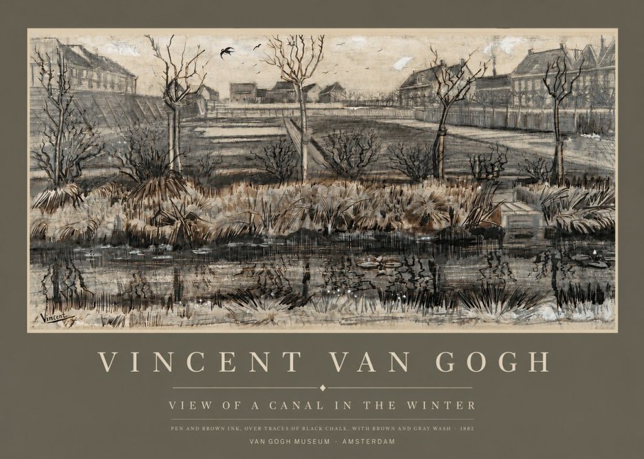 Van Gogh View of a Canal in the Winter No3 - Póster