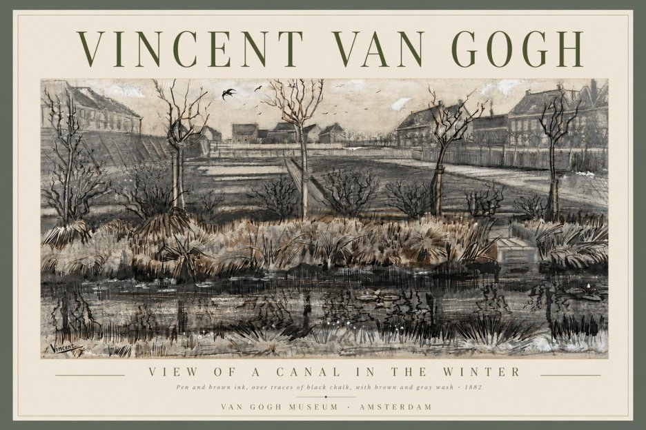 Van Gogh View of a Canal in the Winter No6 - Póster
