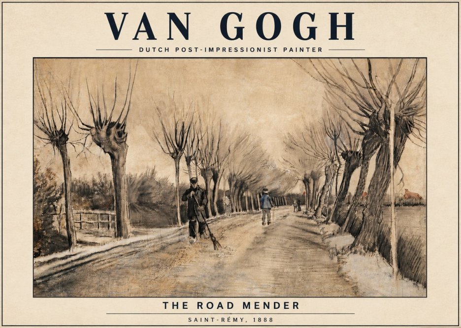 Van Gogh The Road Mender I No6 - Póster