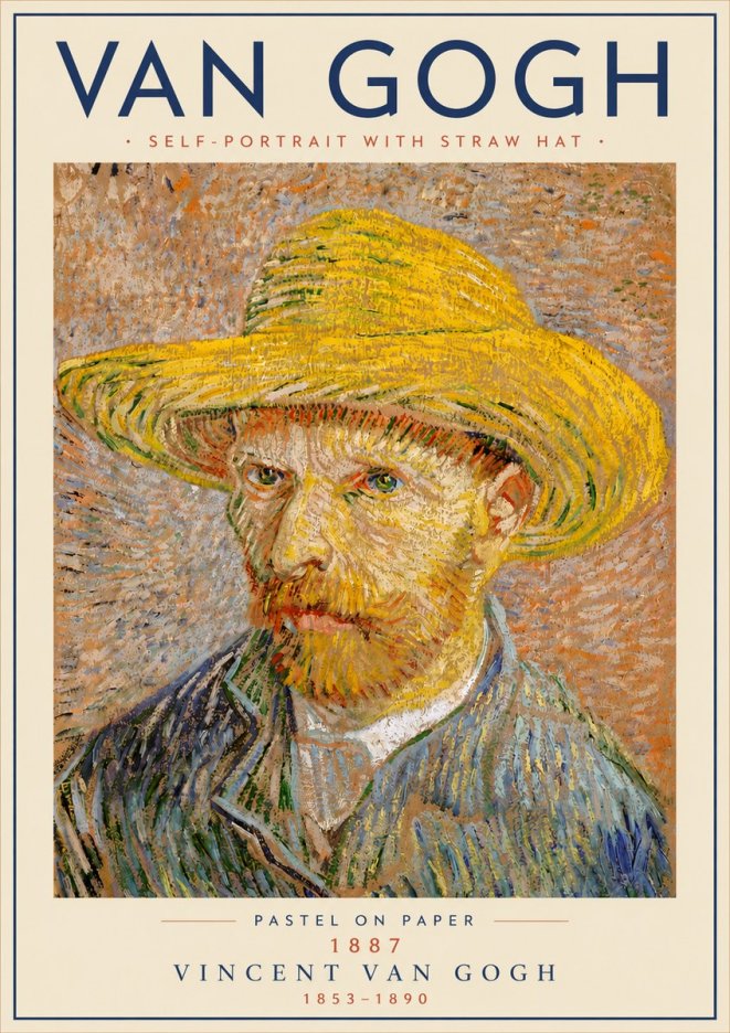 Van Gogh Self-portrait with Straw Hat I No6 - Póster