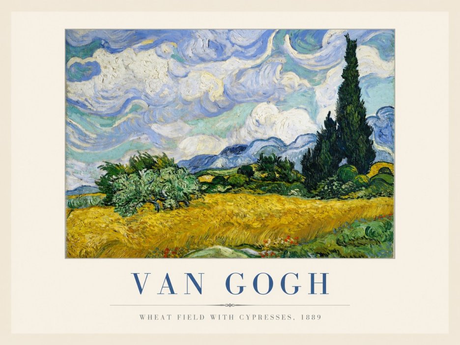 Van Gogh Wheat Field with Cypresses, 1889 No1 - Póster