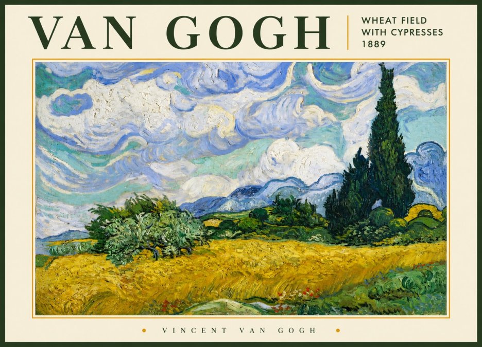 Van Gogh Wheat Field with Cypresses, 1889 No5 - Póster