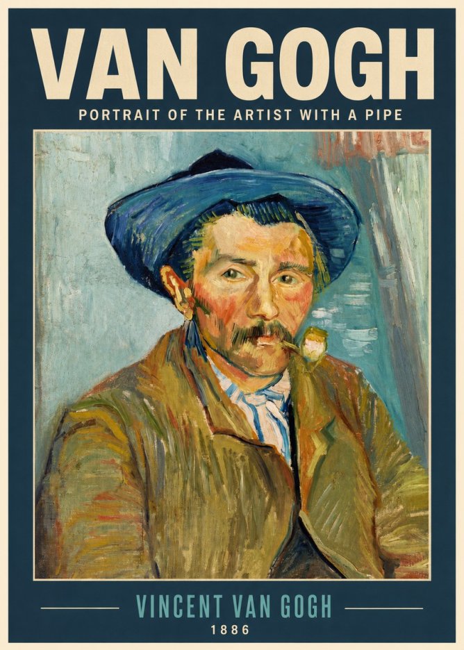 Van Gogh Portrait of the Artist with a Pipe No2 - Póster