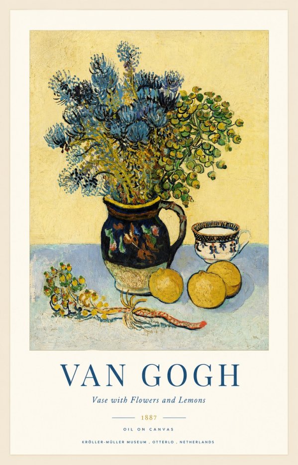Van Gogh Vase with Flowers and Lemons No1 - Póster