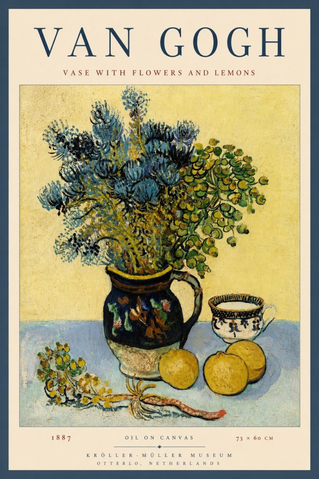 Van Gogh Vase with Flowers and Lemons No2 - Póster