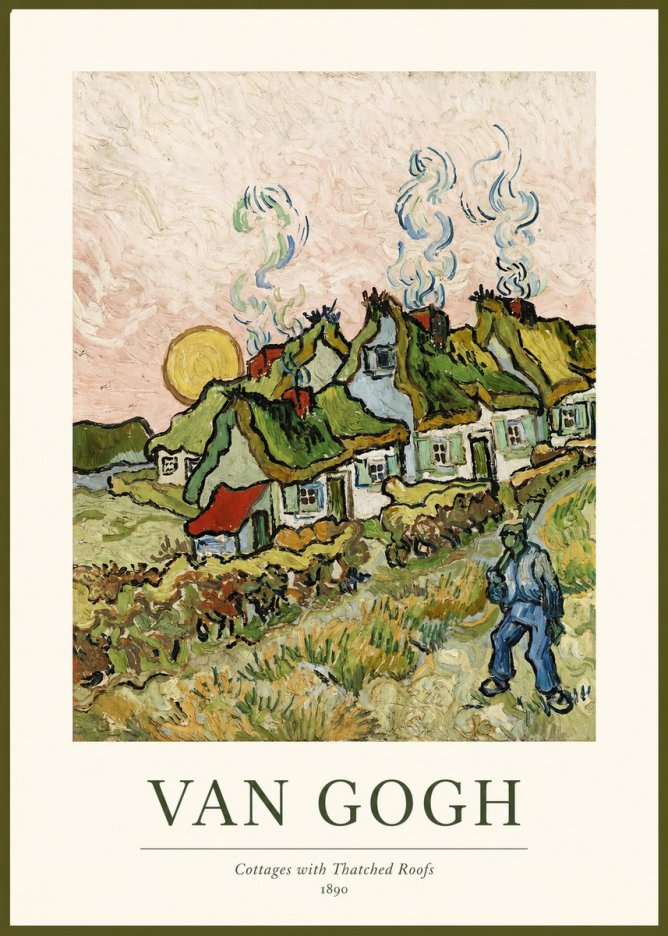 Van Gogh Cottages with Thatched Roofs No1 - Póster