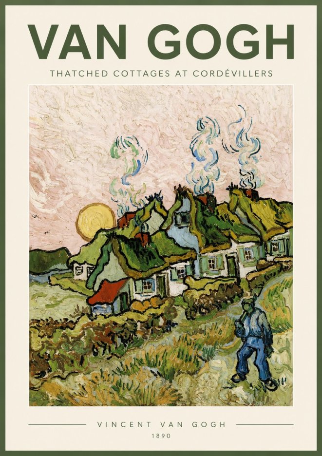 Van Gogh Cottages with Thatched Roofs No4 - Póster