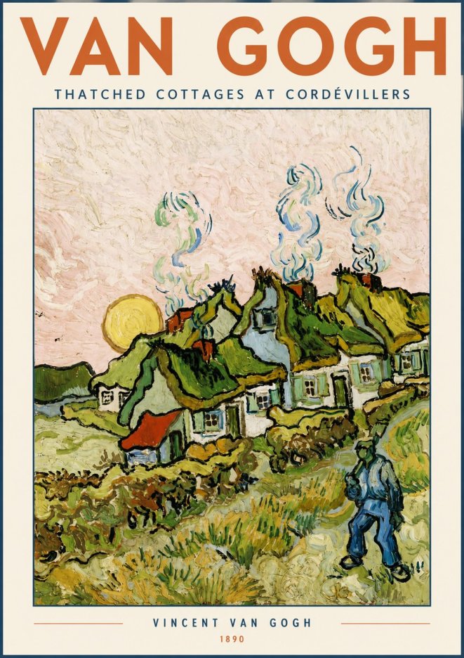 Van Gogh Cottages with Thatched Roofs No5 - Póster