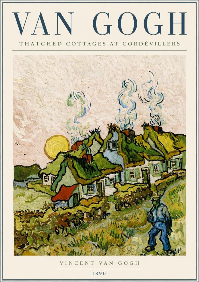 Van Gogh Cottages with Thatched Roofs No6 - Póster