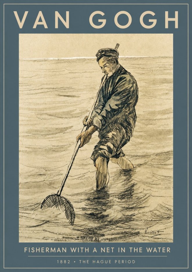 Van Gogh Fisherman with Net No3 - Póster