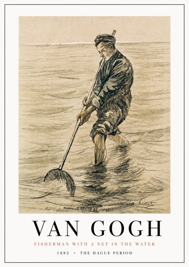 Van Gogh Fisherman with Net No4 - Póster