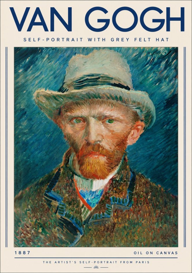 Van Gogh Self-portrait with Grey Felt Hat I No3 - Póster