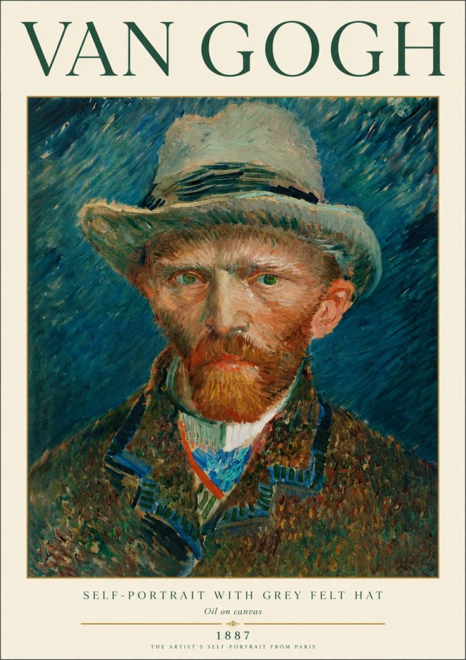 Van Gogh Self-portrait with Grey Felt Hat I No4 - Póster