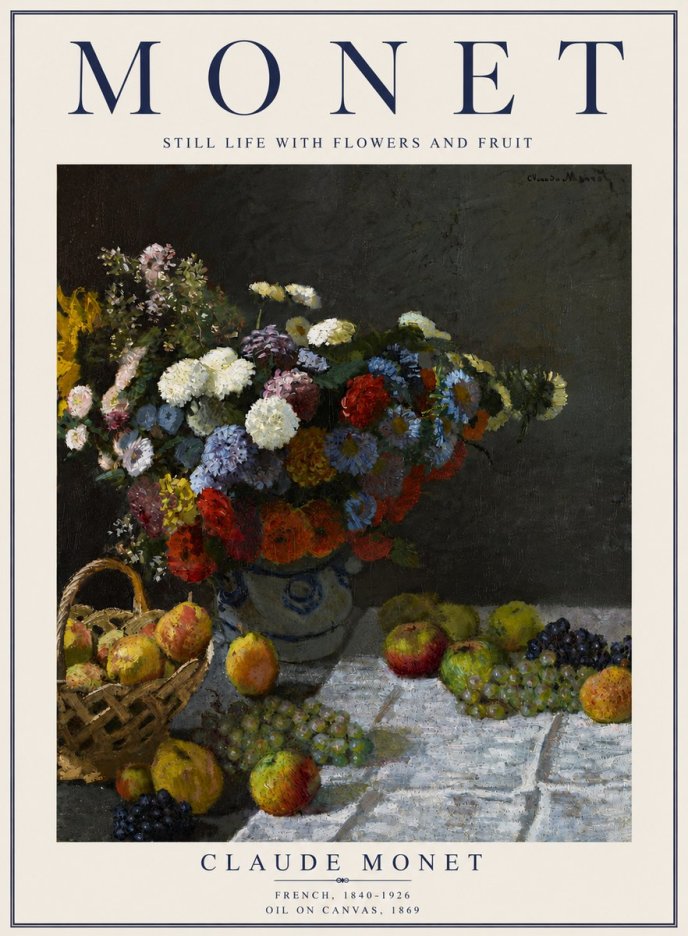 Monet Still Life with Flowers and Fruit No6 - Póster