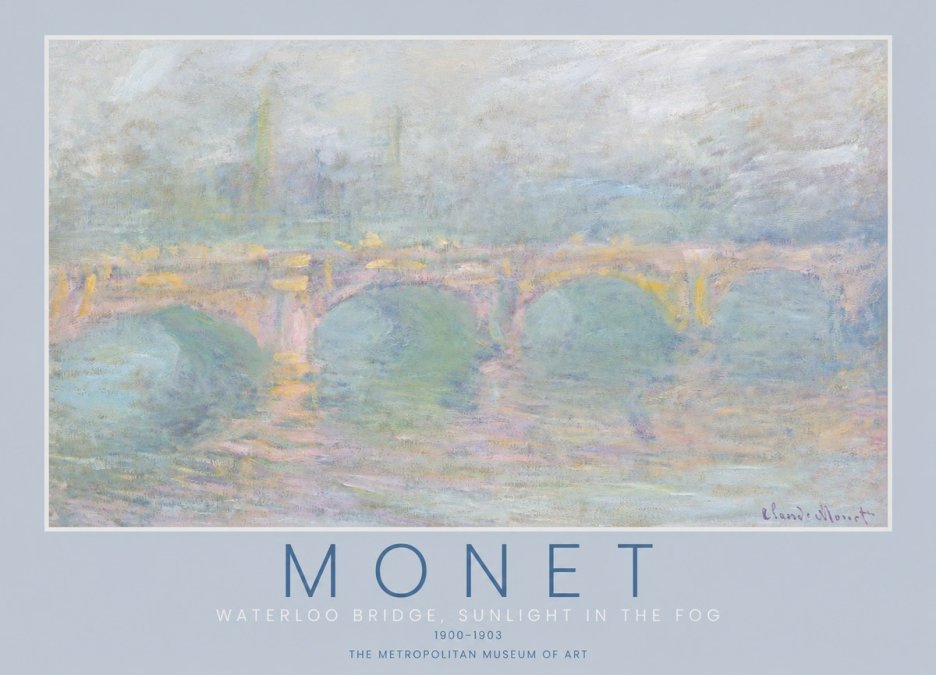 Monet Waterloo Bridge, Sunlight in the Fog I No2 - Póster