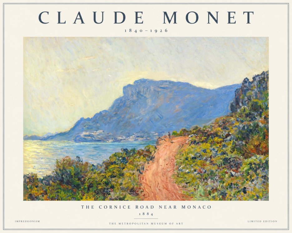 Monet The Cornice Road Near Monaco No1 - Póster