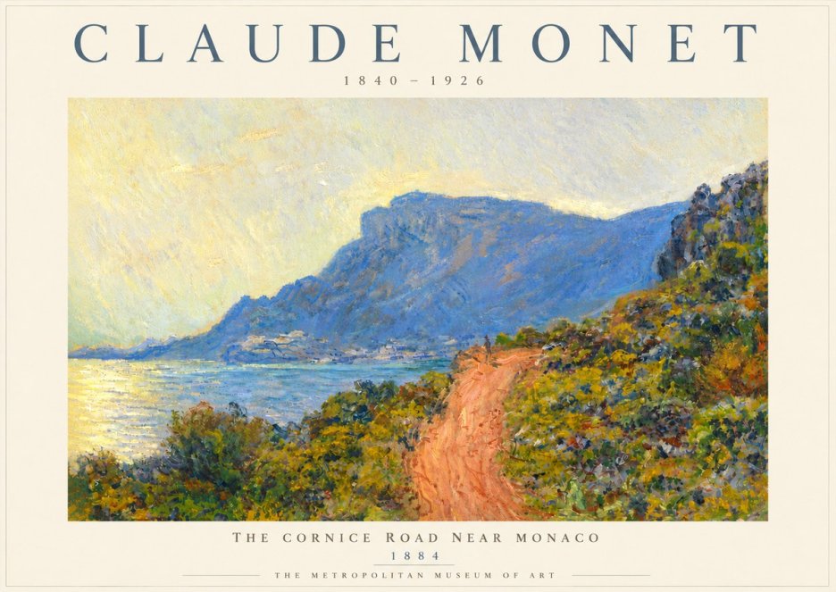 Monet The Cornice Road Near Monaco No5 - Póster