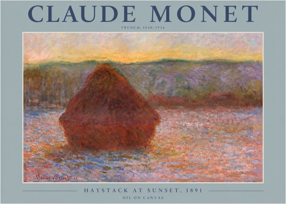 Monet Haystack at Sunset, 1891 No2 - Póster