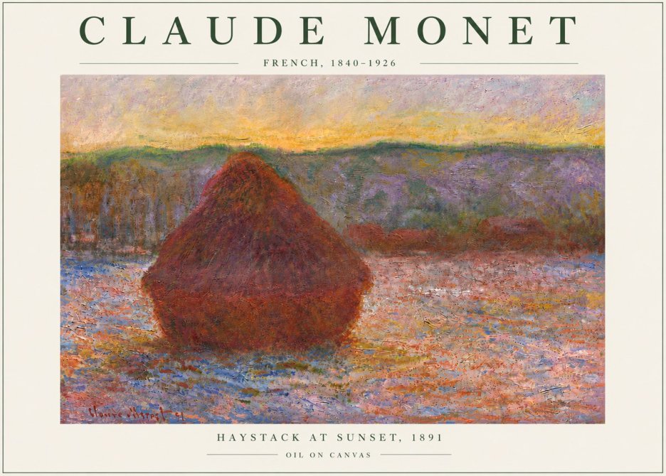 Monet Haystack at Sunset, 1891 No6 - Póster