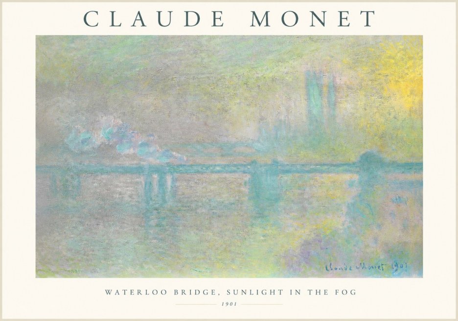 Monet Waterloo Bridge, Sunlight in the Fog II No1 - Póster