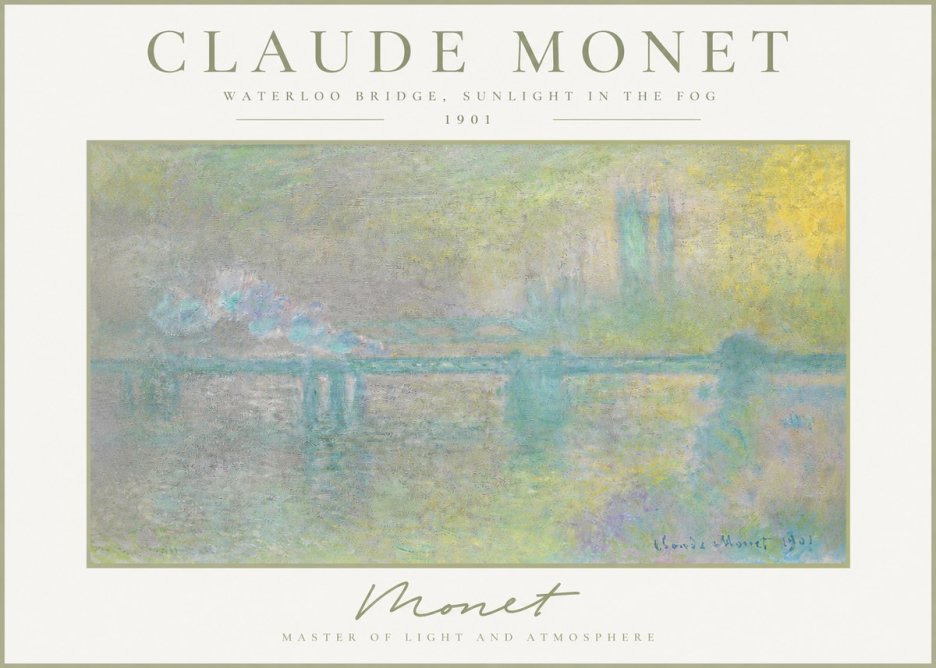 Monet Waterloo Bridge, Sunlight in the Fog II No3 - Póster